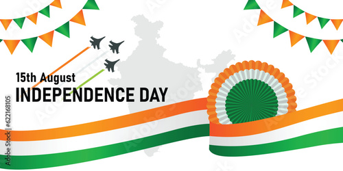 15th august wishing banner vector file