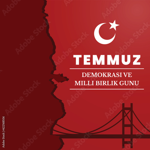 15 temmuz post with bridgh and moon vector file photo