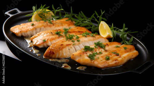 Salmon fillet grilled and fresh vegetable