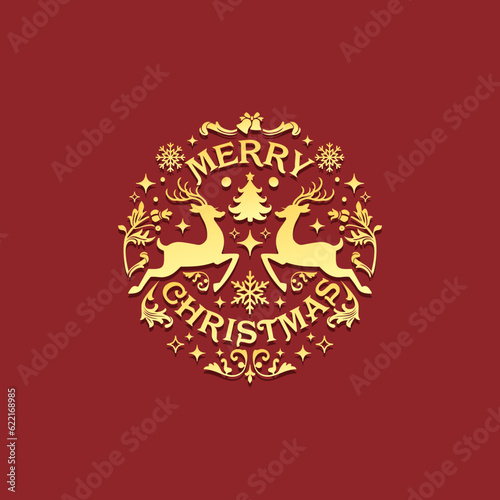 Fototapeta Naklejka Na Ścianę i Meble -  Vector Merry Christmas Lettering T Shirt Design