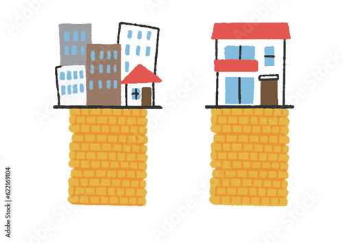 土地や住宅価格高騰のイラストセット