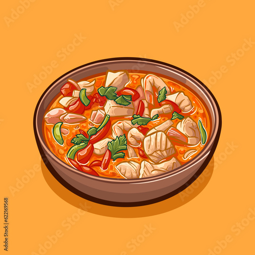 Digital vector illustration of MOQUECA BAIANA Brazilian food