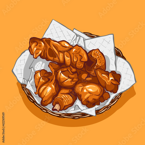Digital vector illustration of FRANGO A PASSARINHO Brazilian food