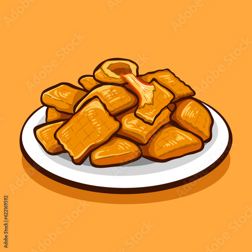 Digital vector illustration of PASTEL DE QUEIJO Brazilian food