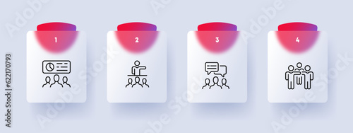 Communication line icon. People, society, screen, chatting, stars, favorites, planet. Vector line icon for Business and Advertising