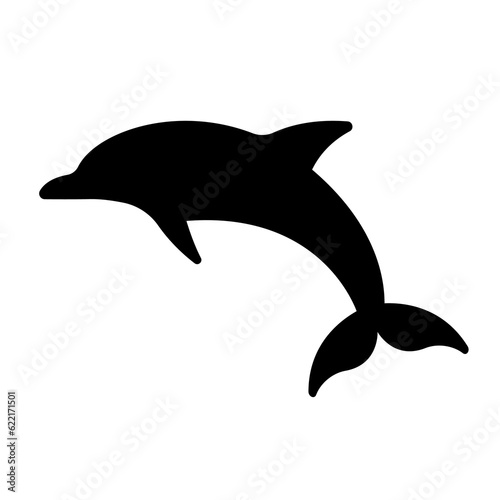 Dolphin silhouette icon flat vector illustration logo clipart
