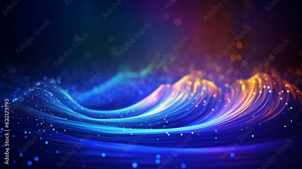 3d abstract with flowing lines and bokeh lights background
