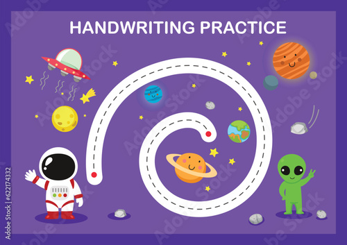 Handwriting practice sheet illustration vector