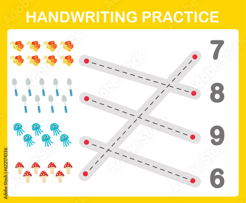 Handwriting practice sheet illustration vector