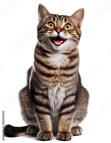 Cute big-eyed tabby cat on transparent background © I LOVE PNG