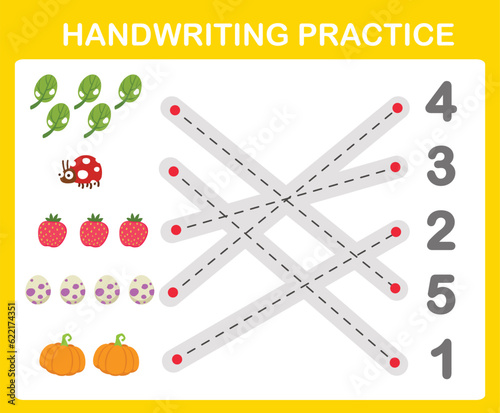 Handwriting practice sheet illustration vector