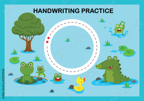 Handwriting practice sheet illustration vector