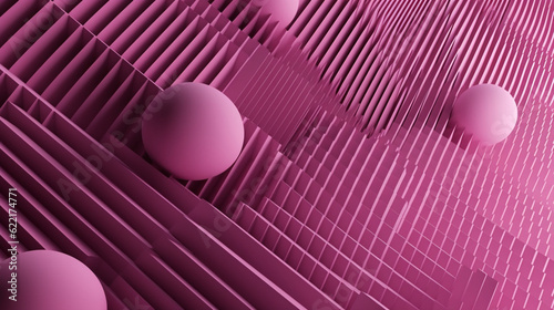 3D background of pink balls in wave pattern