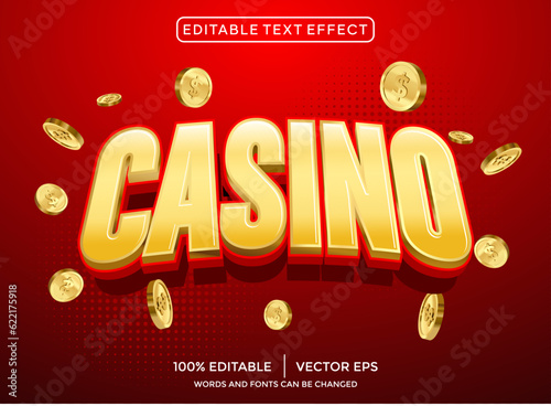 golden casino 3D editable text effect