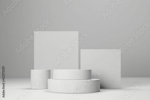 3d blank podium display in white marble color for present product and mock up