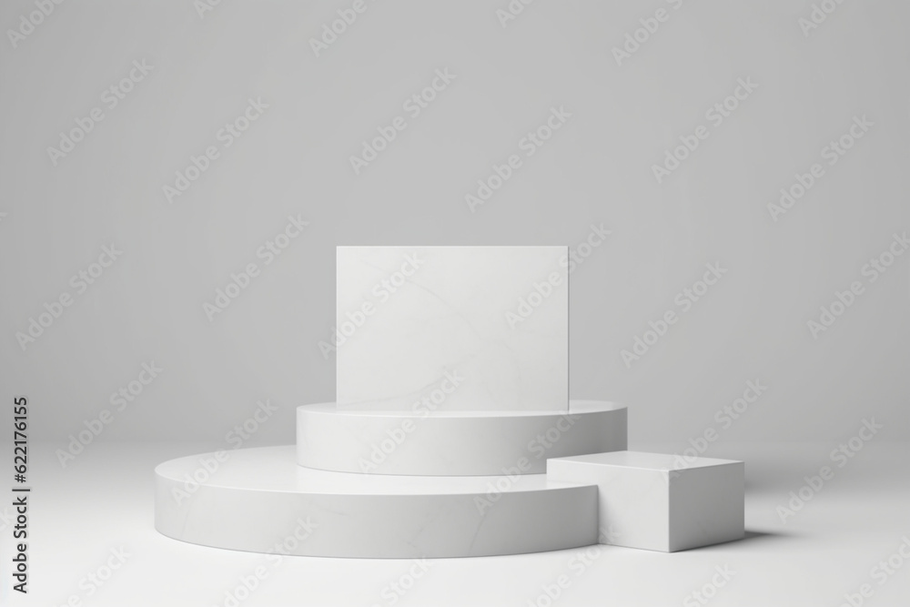 3d blank podium display in white marble color for present product and mock up 3d blank podium display in white marble color for present product and mock up