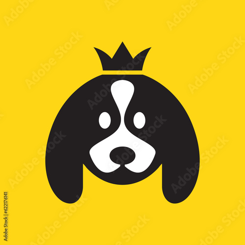 Cavalier King Charles Spaniel dog pets crown king queen cute mascot cartoon logo icon vector illustration