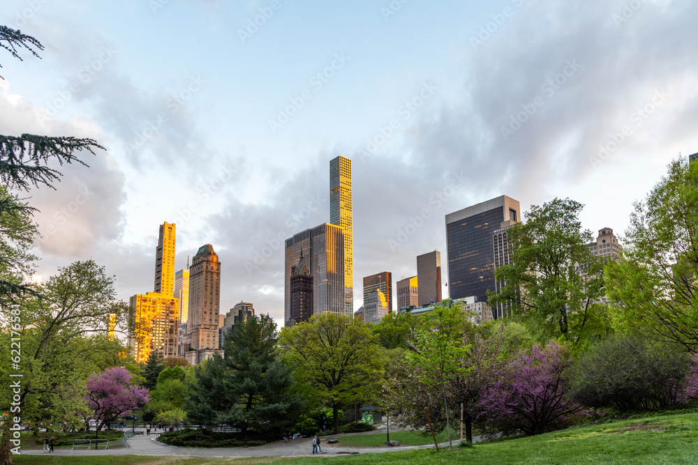 Manhattan skyscrapers and Central Park sunset Manhattan skyscrapers and Central Park sunset