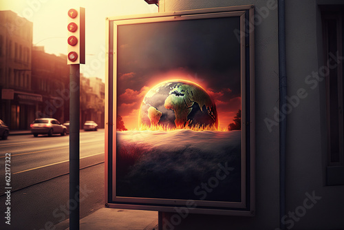 ai generated Illustration planet earth on fire .