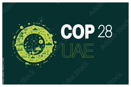 Canvas Print COP 28  United Arab Emirates - 7-18 November 2023 vector illustration - UN Inter