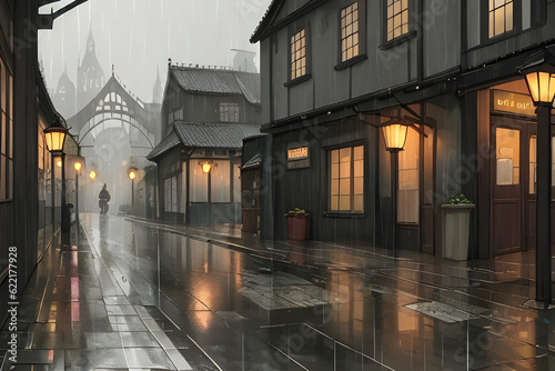 rainy old town,
Generative AI