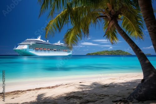 Cruise To Caribbean With Palm Tree  Generative AI 