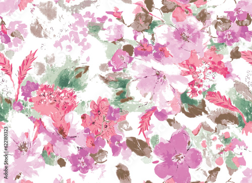 Textile pattern with flowers vector design 