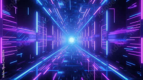 3d illustration of blue and purple futuristic sci-fi techno lights-cool background