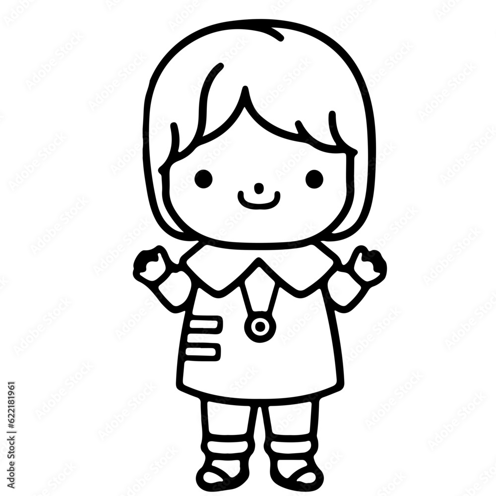 Gilr And Boy, friend, girl with amimal, outline vector illustration Gilr And Boy, friend, girl with amimal, outline vector illustration