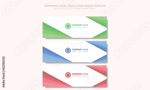 Social media cover banner Vector template with 3 color theme