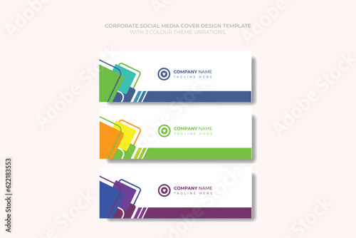 Social media cover banner Vector template with 3 color theme