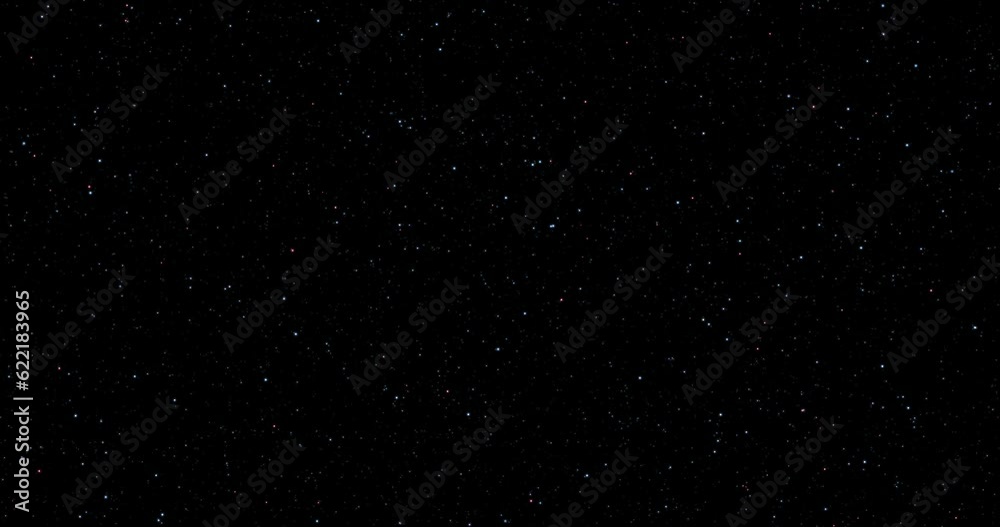 Flying through Starfield from outer space with a star. Twinkling or blinking stars.
