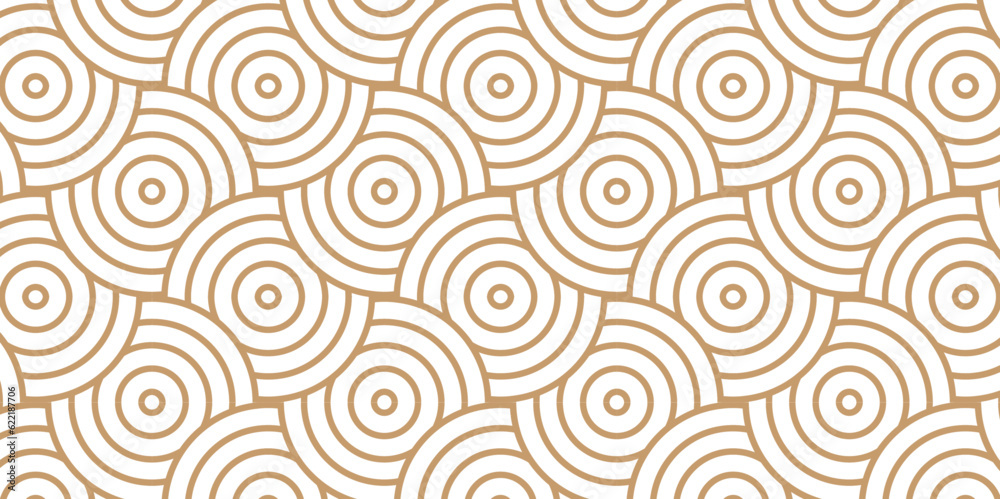 Seamless brown swirl pattern with wave circles seamless pattern with waves and brown geomatices retro background.	
