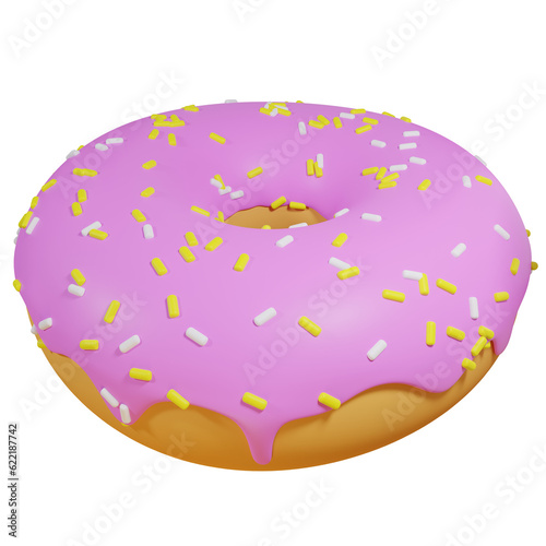 Fototapeta Naklejka Na Ścianę i Meble -  3D pink donuts 