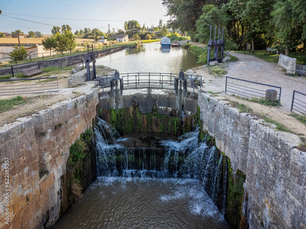 Locks of Canal de Castilla in Fromista, Spain