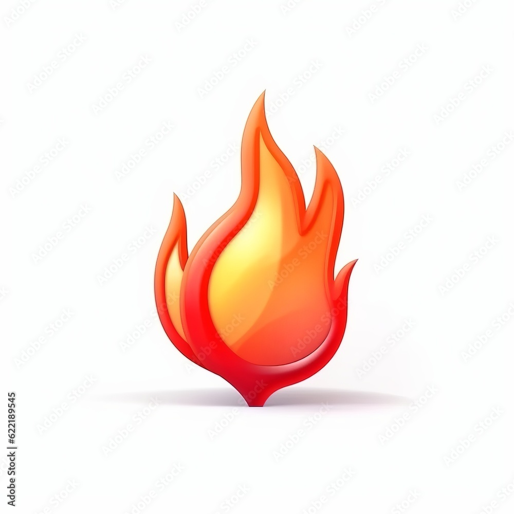 3d fire flame icon with burning red hot sparks isolated on white ...