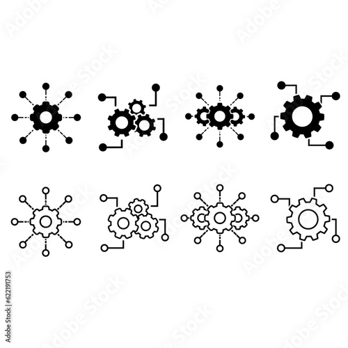 Automated system icon vector set. Function settings illustration sign collection. Editable symbol. Development logo.