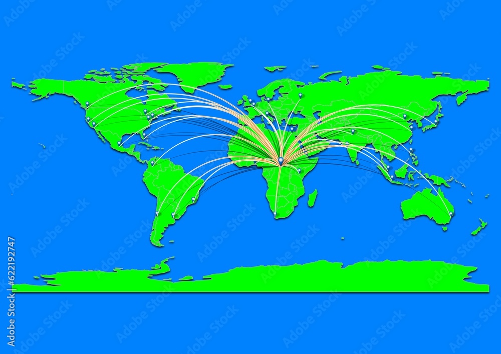 Naklejka premium Vibrant Bangassou, Central African Republic map - Export concept map for Bangassou, Central African Republic on World map. Suitable for export concepts.