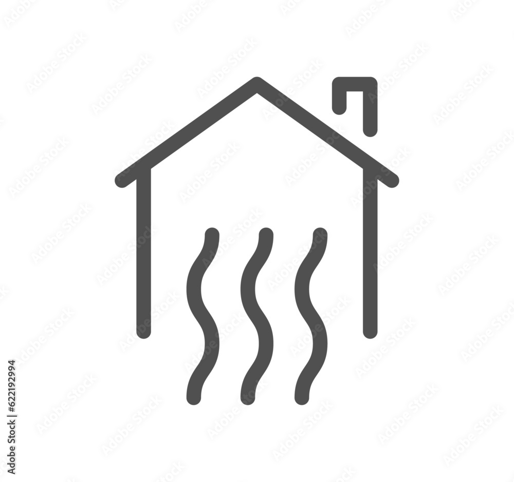 House heating related icon outline and linear vector. House heating related icon outline and linear vector.