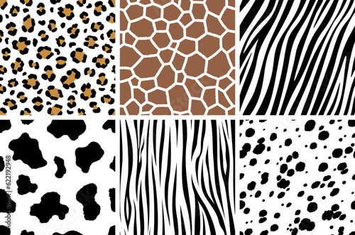 野生動物のアニマル柄シームレスなパターン イラストレーター用パターン素材