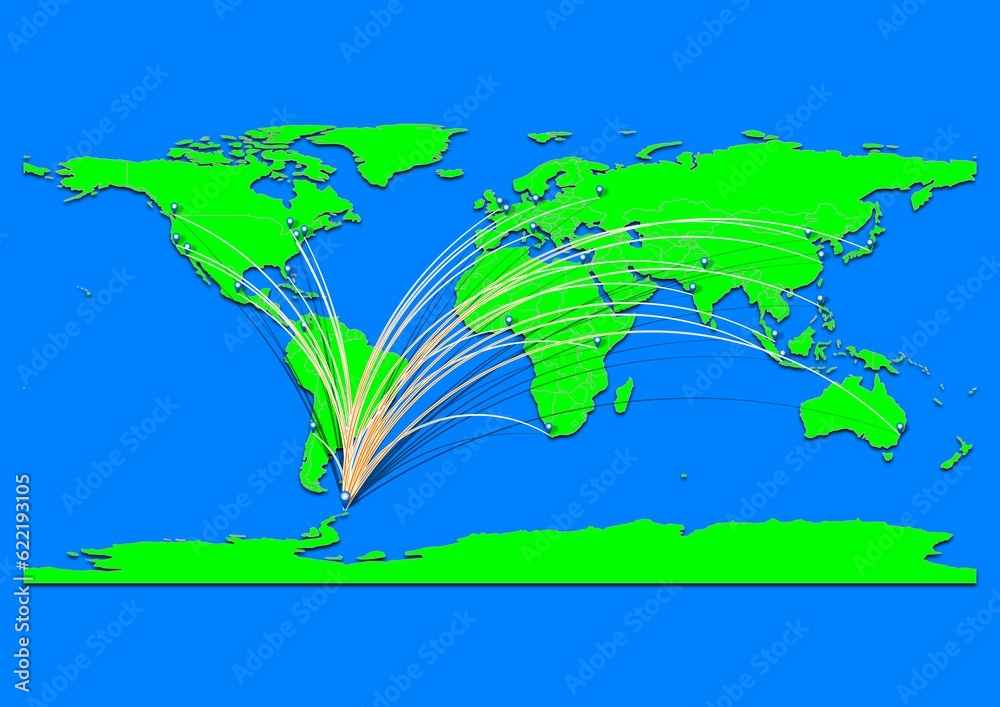 Naklejka premium Vibrant Carlini Station, Antarctica map - Export concept map for Carlini Station, Antarctica on World map. Suitable for export concepts.