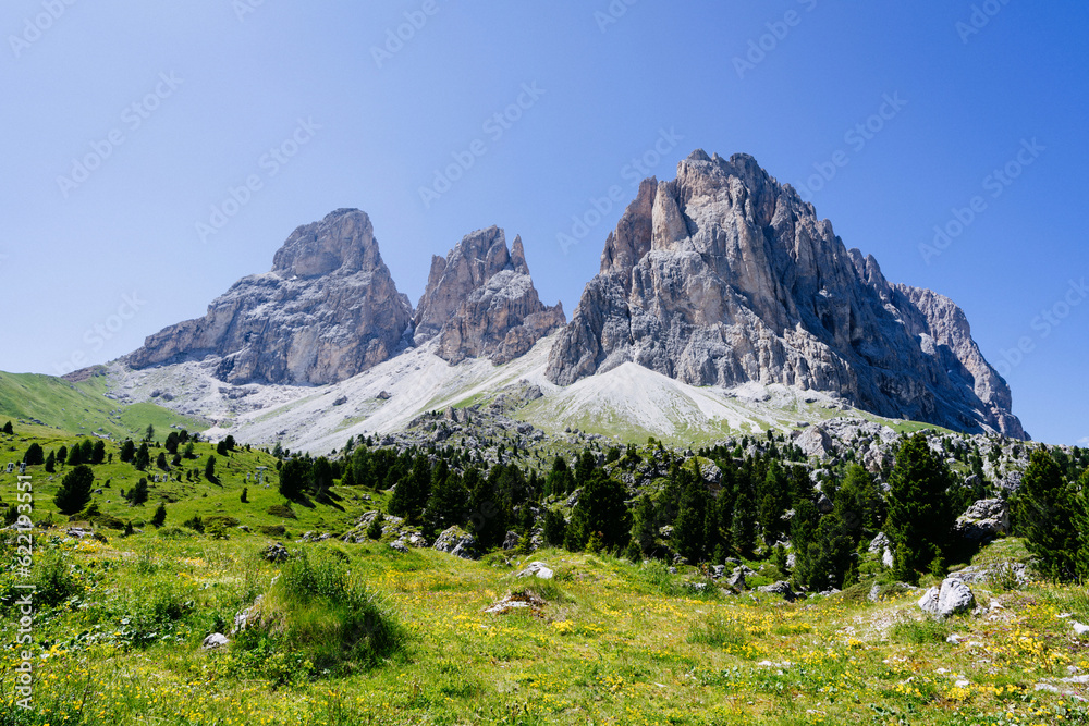 Sassolungo is the highest mountain of the Langkofel Group in the Dolomites in South Tyrol, Italy