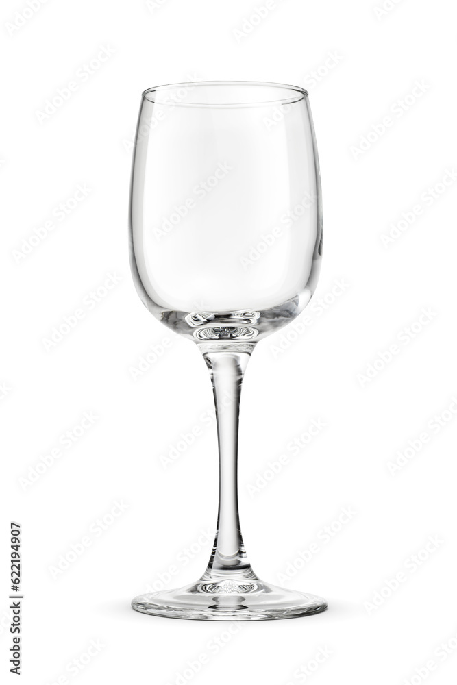One empty clean wine glass. isolated. Transparent PNG image.
