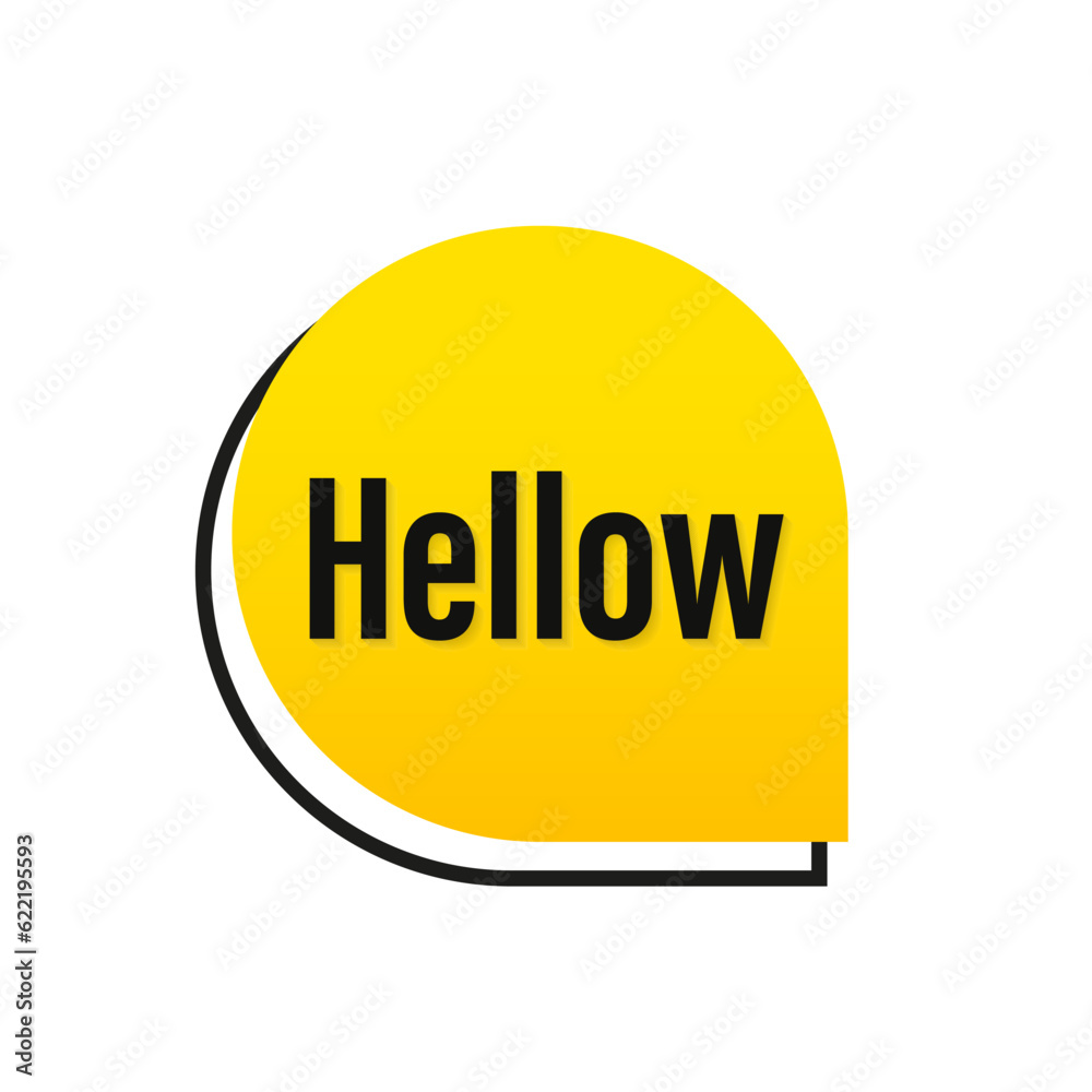 Hello. Concept for banner, speech bubble, poster and sticker with Hello text. Yellow bubble message hello, hi or hello on bright white background for banner, poster. Vector illustration Hello. Concept for banner, speech bubble, poster and sticker with Hello text. Yellow bubble message hello, hi or hello on bright white background for banner, poster. Vector illustration