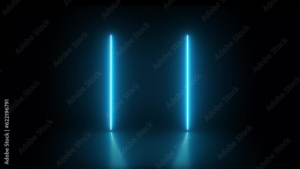 Glowing Neon Lights, Moving Abstract Fluorescent Background Animation on Black. Glowing Neon Lights, Moving Abstract Fluorescent Background Animation on Black.