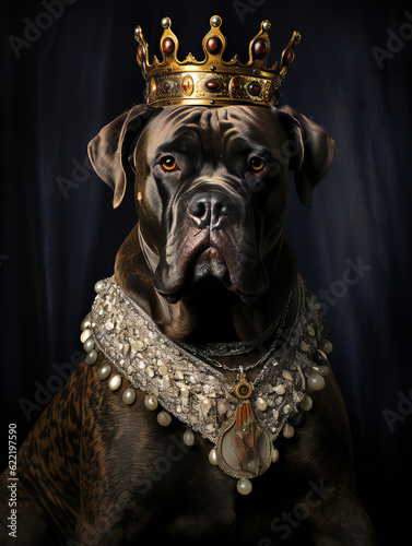 Funny Dog Royal Portrait of a Mastiff. Generative AI.