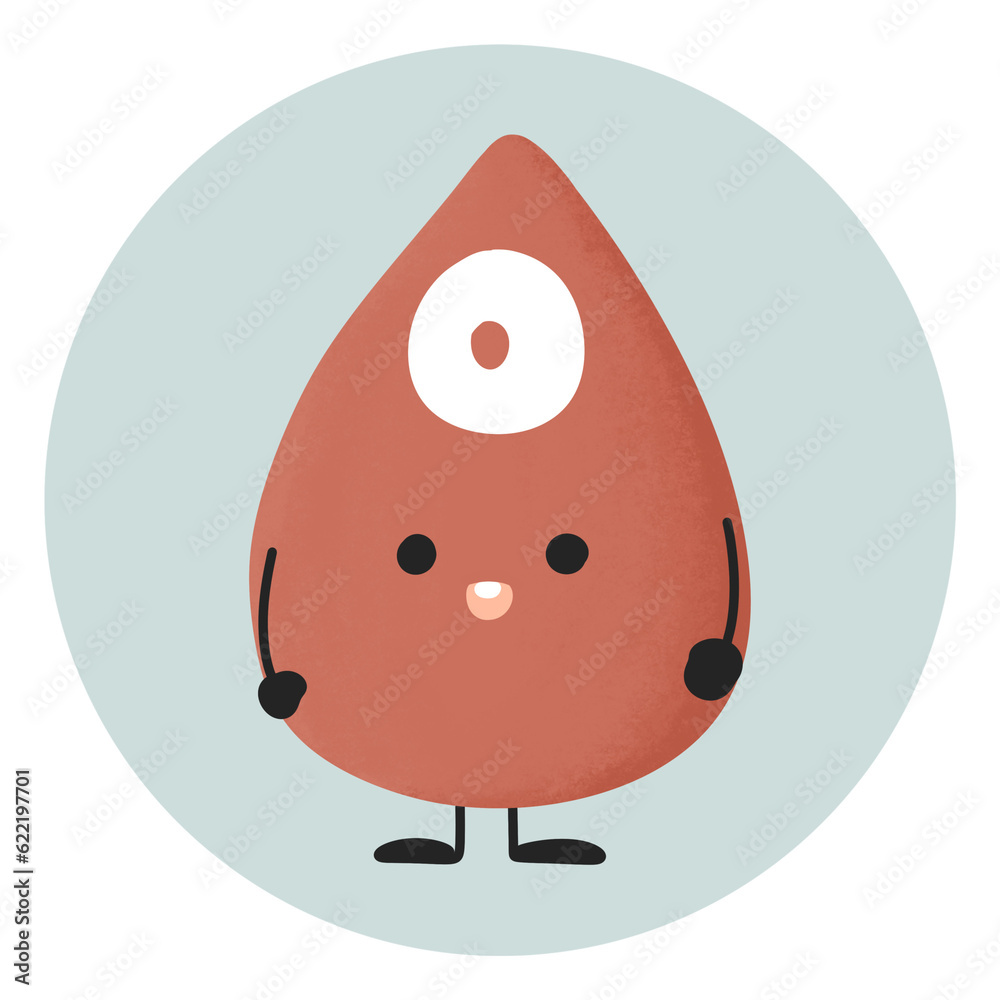 Fototapeta premium Blood type o blood group cute blood donor illustration icon