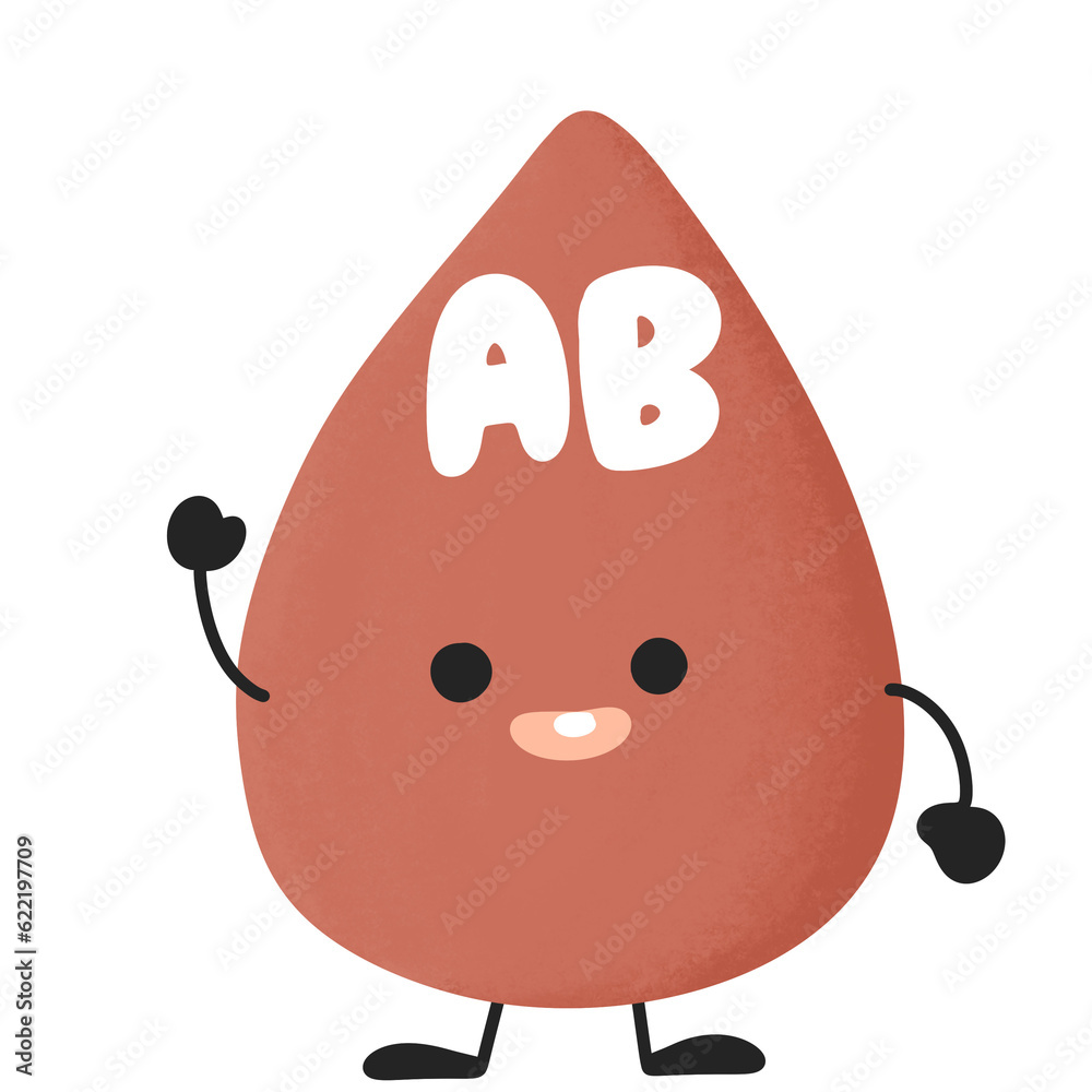 Blood type ab blood group cute blood donor illustration icon Stock