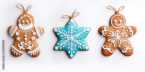Gingerbread Christmas Cookies Christmas Cookies on White Background Isolated Gingerbread Cookies AI Generated