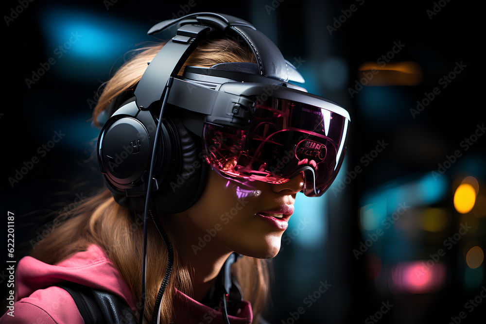 A girl with virtual reality A girl with virtual reality